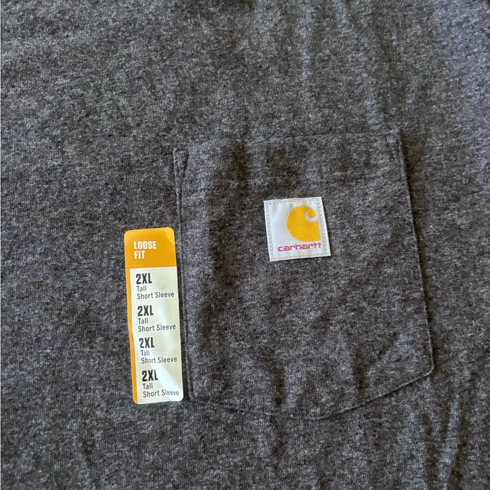 Carhartt Men’s Short Sleeve Pocket Tee Dark Heather Gray 2XLT Tall New - Picture 2 of 5